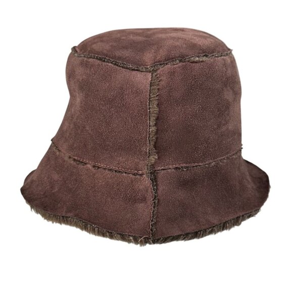 U3i Accessories - Faux Suede Bucket Hat Brown Fur Lined Y2K 2000s Inspired OSFA U3i